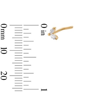​​​​​​​​​​​​​​​​​​​​​14K Gold Diamond Accent Double Marquise L-Shape Nose Stud - 18G 5/16"