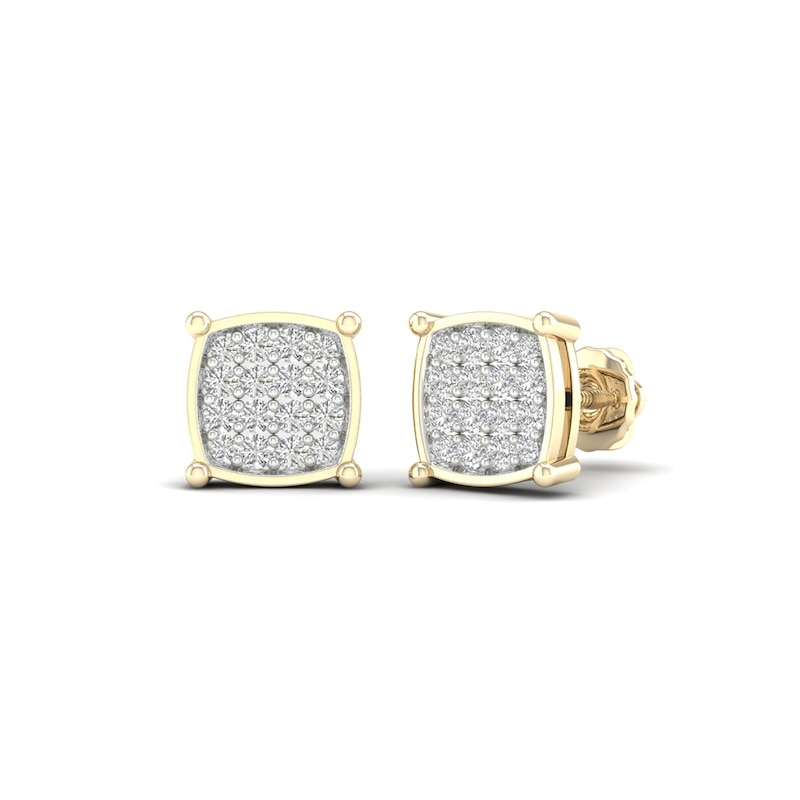 Main Image 2 of 14K Gold Plated 1/2 CT. T. Lab-Grown Diamond Square Center Studs