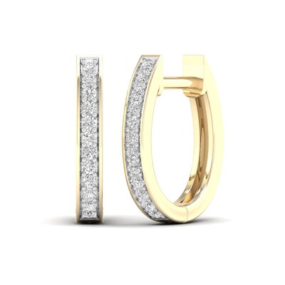 14K Gold Plated 1/6 CT. T.W. Lab-Grown Diamond Single Row Huggie Hoops