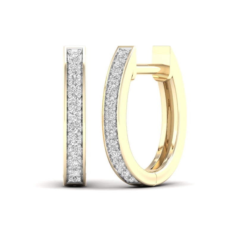 Main Image 2 of 14K Gold Plated 1/6 CT. T.W. Lab-Grown Diamond Single Row Huggie Hoops