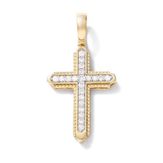 10K Solid Gold 1/2 CT. TW. Lab-Grown Diamond Small Framed Cross Necklace Charm
