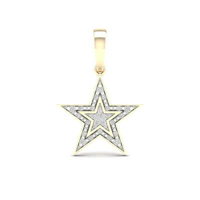 10K Solid Gold 1/4 CT. T.W. Lab-Grown Diamond Large Star Necklace Charm