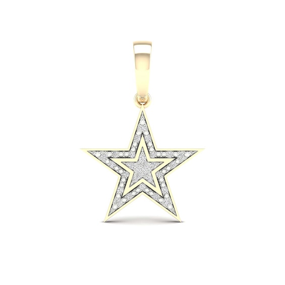 10K Solid Gold 1/4 CT. T.W. Lab-Created Diamond Large Star Necklace Charm
