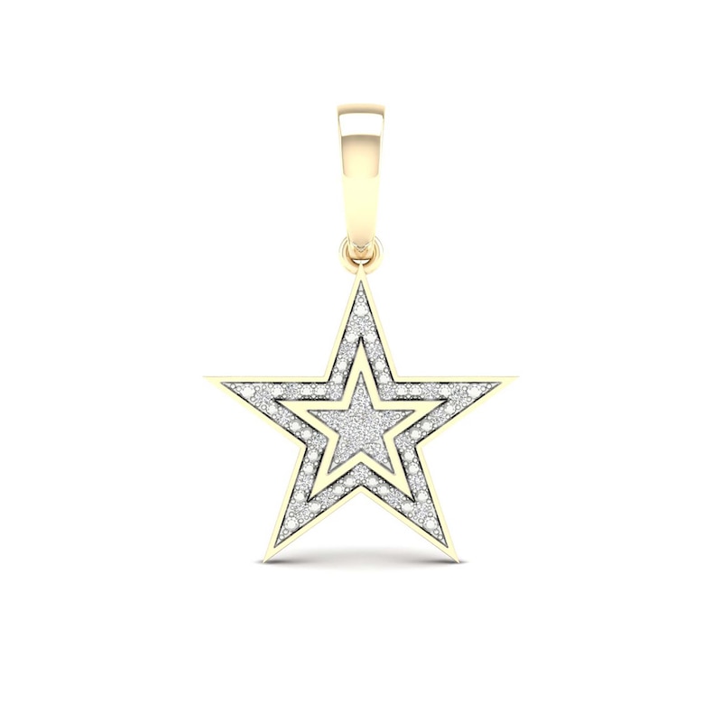 10K Solid Gold 1/4 CT. T.W. Lab-Grown Diamond Large Star Necklace Charm