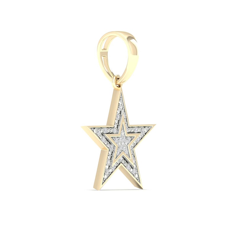 Main Image 2 of 10K Solid Gold 1/4 CT. T.W. Lab-Grown Diamond Large Star Necklace Charm