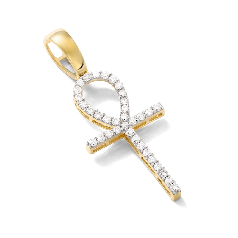 Main Image 2 of 10K Solid Gold 1/2 CT. TW. Lab-Grown Diamond Small Ankh Necklace Charm