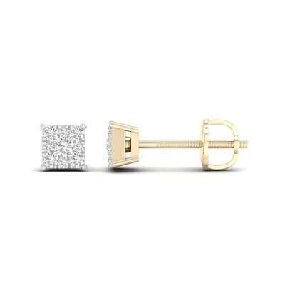 10K Solid Gold 1/4 CT. T.W. Lab-Grown Multi-Diamond Square Studs
