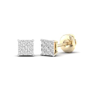 10K Solid Gold 1/4 CT. T.W. Lab-Grown Multi-Diamond Square Studs
