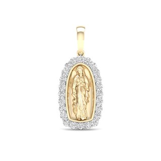 10K Solid Gold 5/8 CT. T.W. Lab-Grown Diamond Our Lady of Guadalupe Necklace Charm