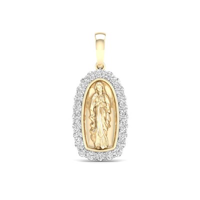 10K Solid Gold 5/8 CT. T.W. Lab-Grown Diamond Our Lady of Guadalupe Necklace Charm