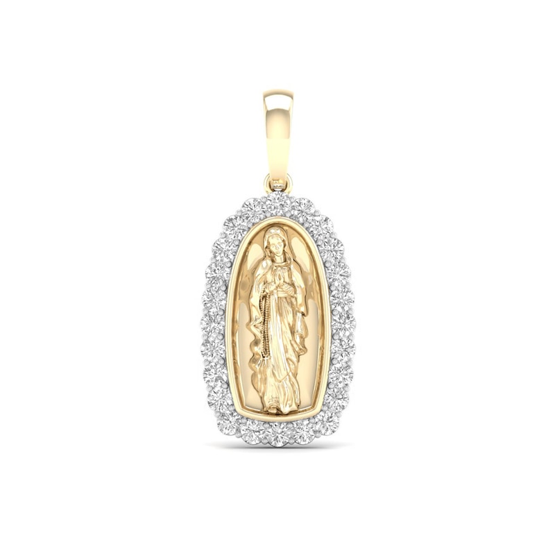 10K Solid Gold 5/8 CT. T.W. Lab-Grown Diamond Our Lady of Guadalupe Necklace Charm