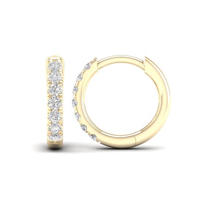 10K Solid Gold 1/4 CT. T.W. Lab-Grown Diamond Single Row Huggie Hoops