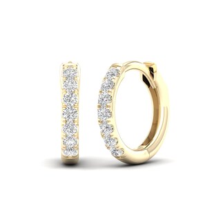 10K Solid Gold 1/4 CT. T.W. Lab-Grown Diamond Single Row Huggie Hoops