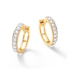 Thumbnail Image 1 of 14K Gold Plated 3/8 CT. T.W. Lab-Grown Diamond Single Row Huggie Hoops