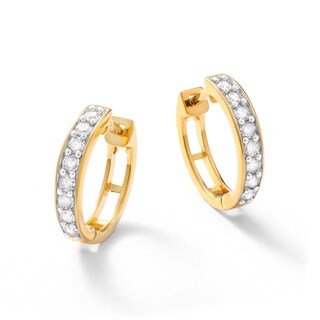 14K Gold Plated 3/8 CT. T.W. Lab-Grown Diamond Single Row Huggie Hoops