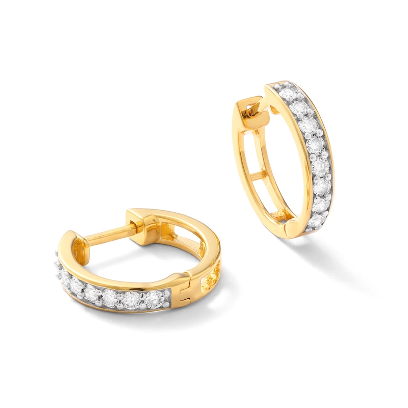 Main Image 2 of 14K Gold Plated 3/8 CT. T.W. Lab-Grown Diamond Single Row Huggie Hoops