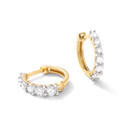 14K Gold Plated 5/8 CT. T.W. Lab-Grown Diamond Graduated Huggie Hoops
