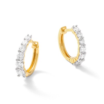 14K Gold Plated 5/8 CT. T.W. Lab-Grown Diamond Graduated Huggie Hoops