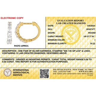 14K Gold Plated 5/8 CT. T.W. Lab-Grown Diamond Graduated Huggie Hoops