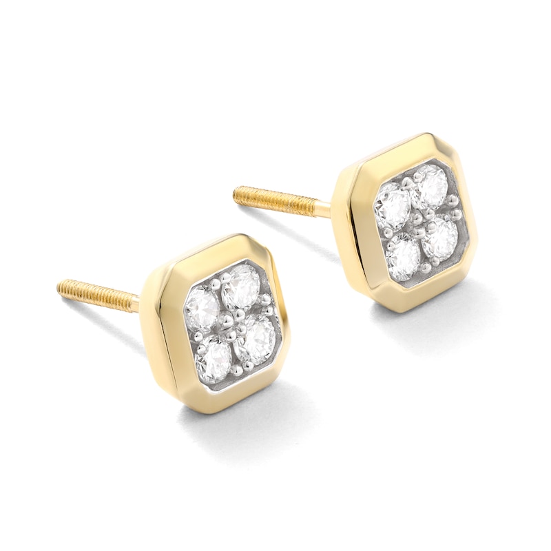 Main Image 2 of 10K Solid Gold 1/3 CT. TW. Lab-Grown Diamond Small Four Stone Studs
