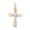 Thumbnail Image 1 of 10K Solid Gold 1/10 CT. TW. Lab-Grown Diamond Center Stone Cross Necklace Charm