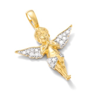 14K Gold Plated 1/2 CT. T.W. Lab-Grown Diamond Angel Baby Necklace Charm