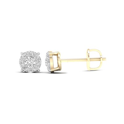10K Solid Gold 1/4 CT. T.W. Lab-Grown Diamond Halo Round Studs