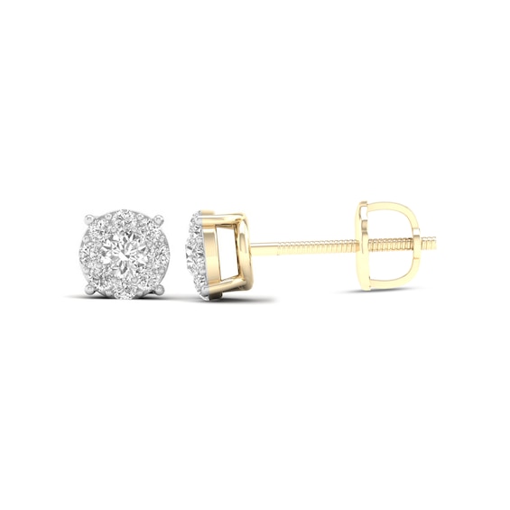 10K Solid Gold 1/4 CT. T.W. Lab-Grown Diamond Halo Round Studs