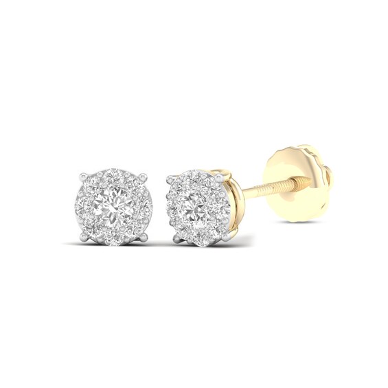 10K Solid Gold 1/4 CT. T.W. Lab-Grown Diamond Halo Round Studs