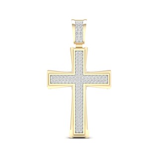 ​​​​​​​14K Gold Plated 1 CT. TW. Lab-Grown Diamond Large Cross Necklace Charm