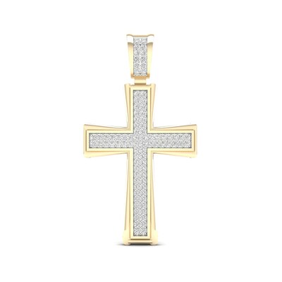​​​​​​​14K Gold Plated 1 CT. TW. Lab-Grown Diamond Large Cross Necklace Charm