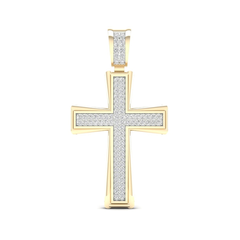 14K Gold Plated 1 CT. TW. Lab-Grown Diamond Large Cross Necklace Charm