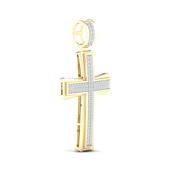 ​​​​​​​14K Gold Plated 1 CT. TW. Lab-Grown Diamond Large Cross Necklace Charm