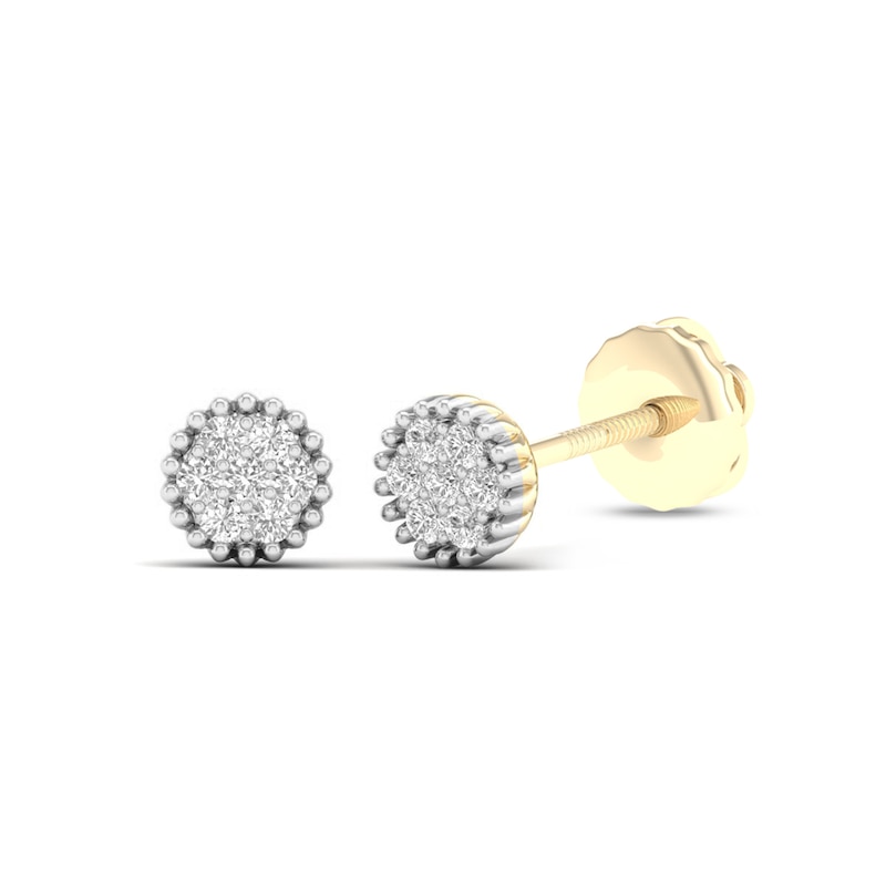 Main Image 2 of 10K Solid Gold 1/10 CT. T.W. Lab-Grown Diamond Beaded Frame Studs