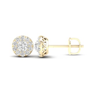 10K Solid Gold 3/8 CT. T.W. Lab-Grown Diamond Halo Medium Round Studs