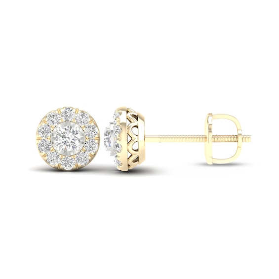 10K Solid Gold 3/8 CT. T.W. Lab-Created Diamond Medium Round Halo Studs