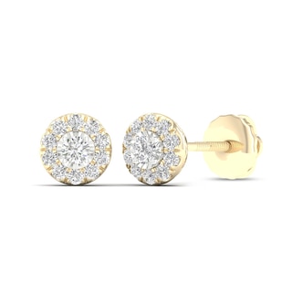 10K Solid Gold 3/8 CT. T.W. Lab-Grown Diamond Halo Medium Round Studs
