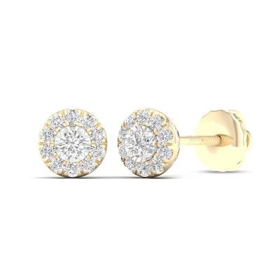 10K Solid Gold 3/8 CT. T.W. Lab-Grown Diamond Halo Medium Round Studs