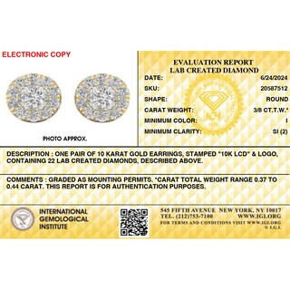 10K Solid Gold 3/8 CT. T.W. Lab-Grown Diamond Halo Medium Round Studs