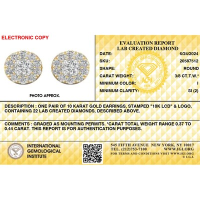 10K Solid Gold 3/8 CT. T.W. Lab-Grown Diamond Halo Medium Round Studs
