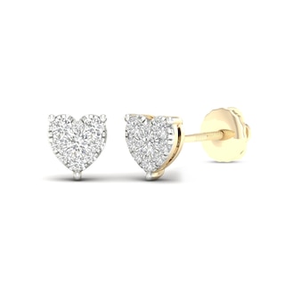 10K Solid Gold 1/3 CT. T.W. Lab-Grown Multi-Diamond Heart Studs