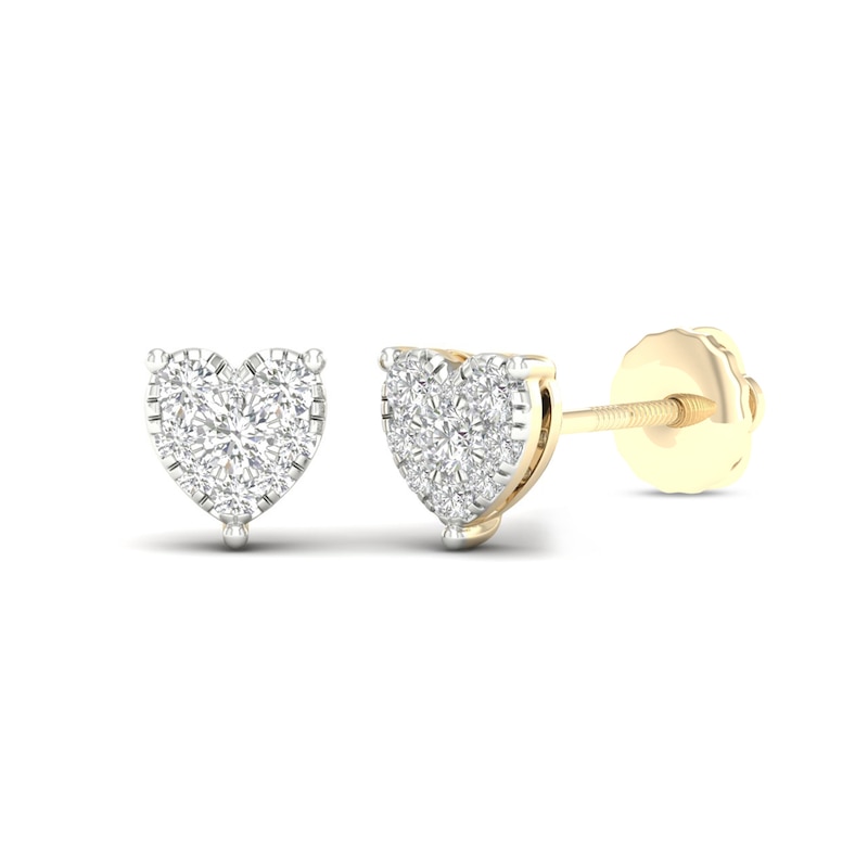 Main Image 2 of 10K Solid Gold 1/3 CT. T.W. Lab-Grown Diamond Heart Studs