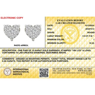 10K Solid Gold 1/3 CT. T.W. Lab-Grown Multi-Diamond Heart Studs