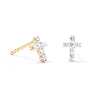 14K Gold Plated 1/5 CT. T.W. Lab-Grown Diamond Small Cross Studs