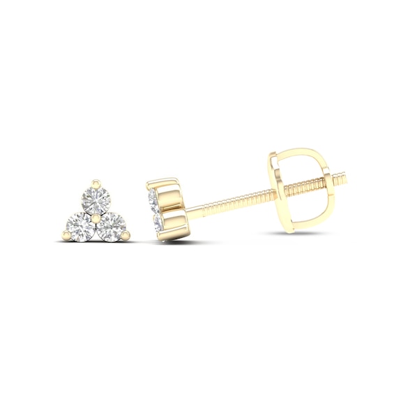 14K Gold Plated 1/15 CT. T.W. Lab-Grown Diamond Tri-Stone Cluster Studs