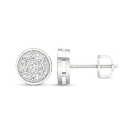 Sterling Silver 1/2 CT. T.W. Lab-Grown Diamond Round Framed Studs