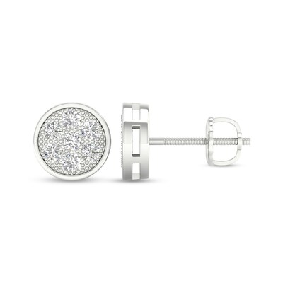 Sterling Silver 1/2 CT. T.W. Lab-Grown Multi-Diamond Round Studs