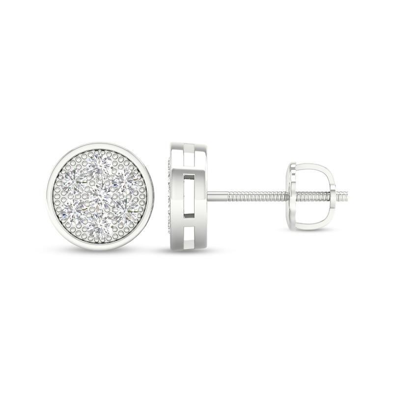 Sterling Silver 1/2 CT. T.W. Lab-Grown Multi-Diamond Round Studs
