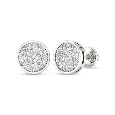 Sterling Silver 1/2 CT. T.W. Lab-Grown Multi-Diamond Round Studs