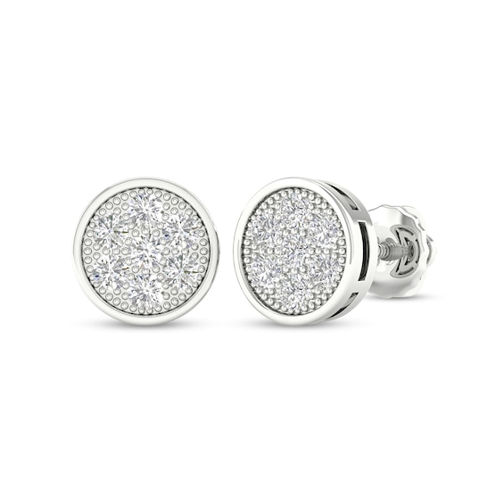 Sterling Silver 1/2 CT. T.W. Lab-Grown Multi-Diamond Round Studs